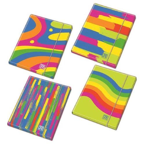 BLASETTI FANTAFLUO CARTELLA 3 LEMBI CON ELASTICO 260X350X12 mm IN CARTONCINO FANTASIE ASSORTITE CONF 6 Pz.