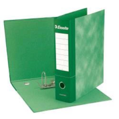 ESSELTE ESSENTIAL G73 REGISTRATORE FORMATO COMMERCIALE 230X300X80 mm COL. VERDE CONF 6 Pz.