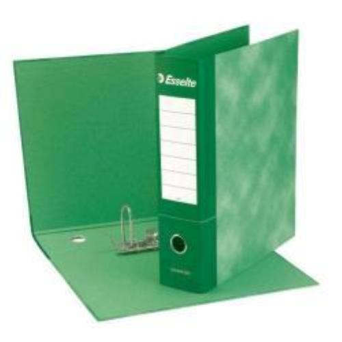 ESSELTE ESSENTIAL G75 REGISTRATORE FORMATO PROTOCOLLO 230X300X80 mm COL. VERDE CONF 6 Pz.