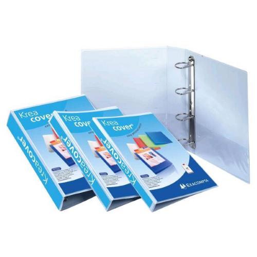 EXACOMPTA KREACOVER RACCOGLITORI 4 ANELLI DA 60 MM IN PEVA CM 29.7X32X8.6 A4 MAXI PERSONALIZZABILE BIANCO