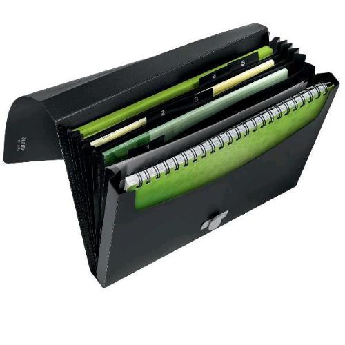 LEITZ RECYCLE CARTELLA A SOFFIETTO IN PP 330X240X41 mm 5 SCOMPARTI NERO