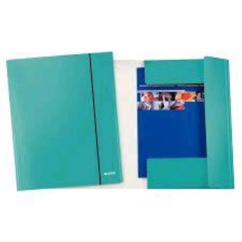 LEITZ WOW CARTELLA 3 LEMBI C/ELASTICO IN CARTONCINO 310X240MM A4 COL. ACQUA MARINA CONF 5 Pz.