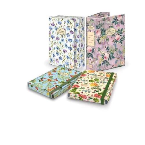 PIGNA FLOWER CARTELLE IN CARTONCINO 3 LEMBI CON ELASTICO 260X345 mm FANTASIE ASSORTITE CONF 6 Pz.