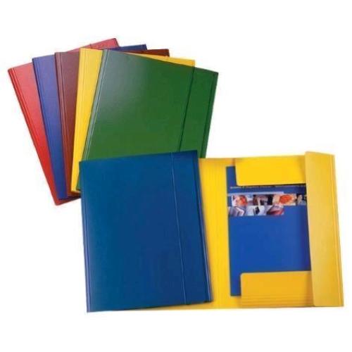 ESSELTE C42 CARTELLE 3 LEMBI C/ELASTICO IN PRESSPAN 350X250MM A4 COL. GIALLO CONF 5 Pz.