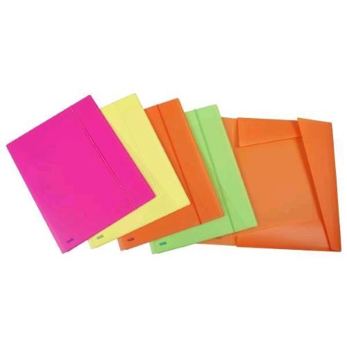 FAVORIT NEON PP CARTELLE 3 LEMBI C/ELASTICO IN PP 320X420MM A3 COL. ASSORTITI