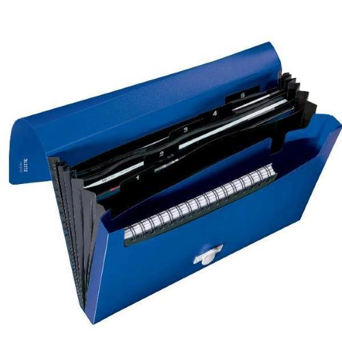 LEITZ RECYCLE CARTELLA A S SOFFIETTO IN PP 330X240X41 mm 5 SCOMPARTI BLU