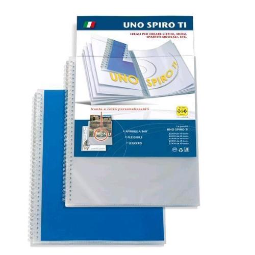 SEI ROTA UNO SPIRO TI PORTALISTINI CON SPIRALE IN PP 220X300MM A4 50 BUSTE BLU