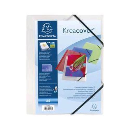 EXACOMPTA KREACOVER CARTELLINE C/ELASTICO IN PP 240X320MM A4 COL. BIANCO CONF 25 Pz.