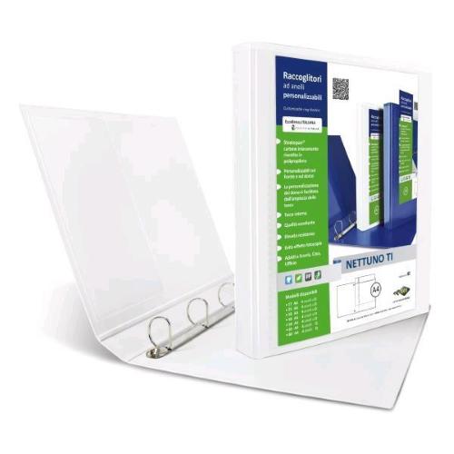 SEI ROTA NETTUNO TI RACCOGLITORE PERSONALIZZABILE 4 ANELLI A D DA 50MM IN STRATOPAN 220X300MM A4 DORSO 7CM COL. BIANCO