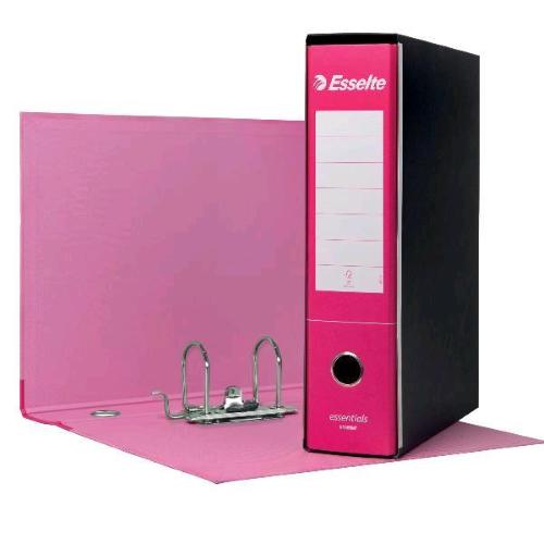 ESSELTE ESSENTIALS G75 REGISTRTORE FORMATO PROTOCOLLO IN CARTONE 330X230X80 mm CON CUSTODIA FUCSIA CONF 6 Pz.