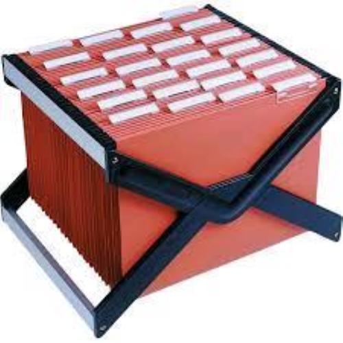 BERTESI LUXOR 4 ARCHIVIO PORTATILE IN ABS + ALLUMINIO INTERASSE 390MM FONDO A V + 10 CARTELLE 39CM COL. ARANCIO