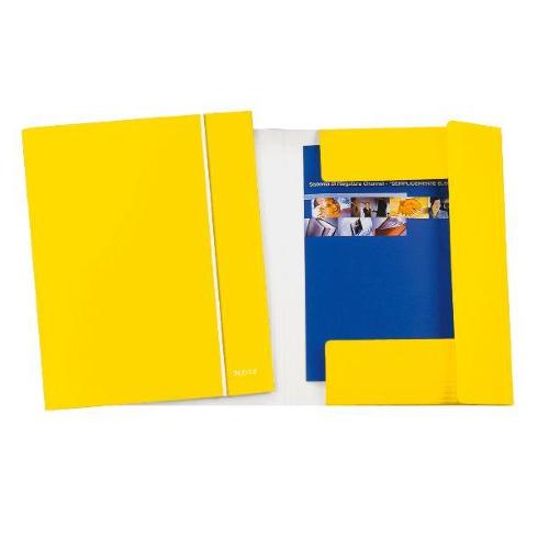 LEITZ WOW CARTELLA 3 LEMBI C/ELASTICO IN CARTONCINO 310X240MM A4 GIALLO METALLIZZATO CONF 5 Pz.
