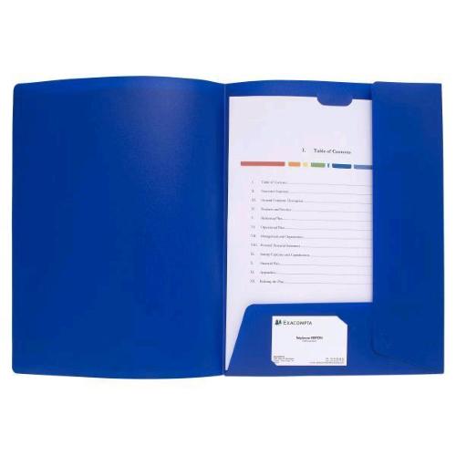 EXACOMPTA KREACOVER CARTELLINE CON TASCA 2 LEMBI IN PP 240X320MM A4 COL. BLU CONF 10 PZ.