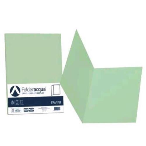 CARTOTECNICA FAVINI LUCE E ACQUA CARTELLINA SEMPLICE 250X340 mm VERDE CHIARO CONF 50 Pz.