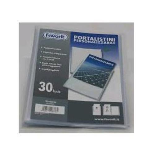 FAVORIT PORTALISTINI PERSONALIZZABILI IN PP 210X150MM A5 30 BUSTE COL. TRASPARENTE