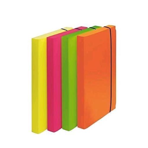 FELLOWES SHOCKING FILE CARTELLE CON ELASTICO IN PP 345X235MM DORSO 3CM COL. ASSORTITI FLUO CONF 4 Pz.