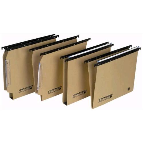 BERTESI CARTESIO ECO-LOGICA CARTELLE SOSPESE PER CASSETTO IN CARTONCINO ECOLOGICO INTERASSE 390MM FONDO A V COL. AVANA CONF 100 Pz.