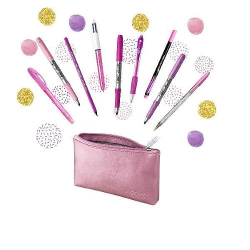 BIC PINK PURPLE SET PENNE ASSORTITE CON ASTUCCIO CONF 9 Pz.