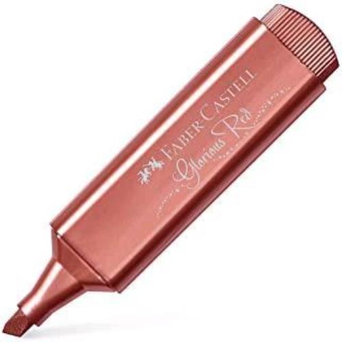 FABER CASTELL TEXLINER EVIDENZIATORE PUNTA A SCALPELLO 1/5 mm INCHIOSTRO METALLICO ROSSO CONF 10 Pz.