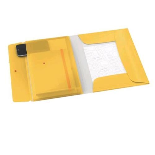 LEITZ COSY CARTELLA A 3 LEMBI IN CARTONE CON ELASTICO E TASCA 320X235X20 mm GIALLO