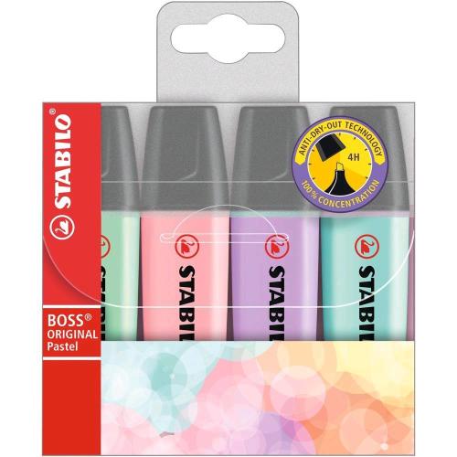 STABILO BOSS EVIDENZIATORE ORIGINAL PASTEL ASSORTITI 4 Pz