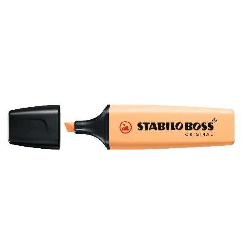 STABILO BOSS ORIGINAL PASTEL EVIDENZIATORE PUNTA A SCALPELLO 2/5 mm ARANCIONE PAPAYA CONF 10 Pz.