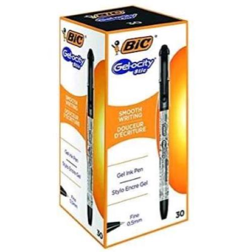 BIC GELOCITY STIC PENNA A SFERA PUNTA 0.5mm INCHIOSTRO GEL NERO CONF 30 Pz.