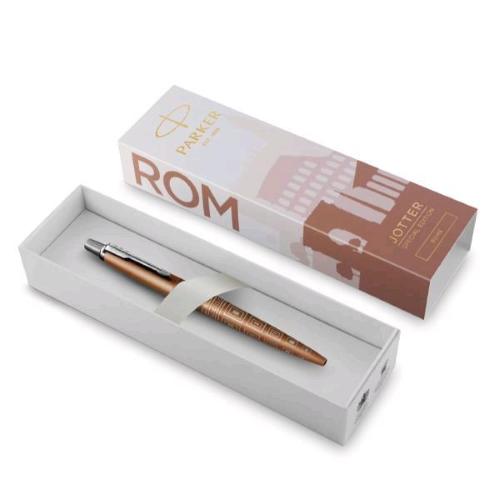 PARKER JOTTER EDIZIONE SPACIALE ROMA PENNA A SFERA A SCATTO PUNTA CONICA PUNTALE CROMATO INCHIOSTRO BLU CONFEZIONE REGALO