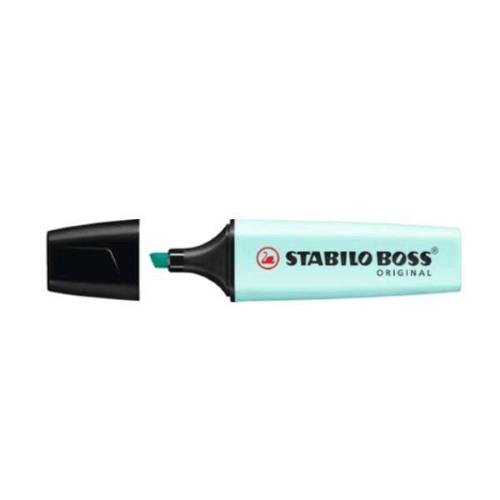 STABILO BOSS ORIGINAL PASTEL EVIDENZIATORE PUNTA A SCALPELLO 2/5 mm AZZURRO GHIACCIO CONF 10 Pz.