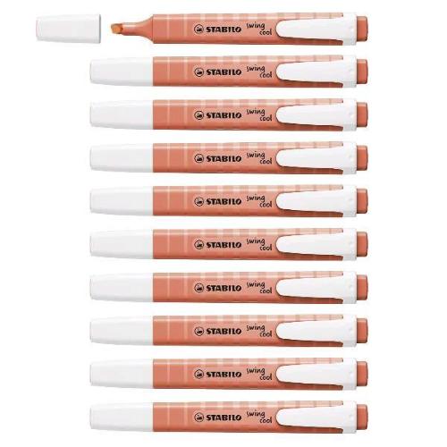 STABILO SWING COOL PASTEL EVIDENZIATORE PUNTA A SCALPELLO 1/4 mm CORALLO CONF 10 PZ.
