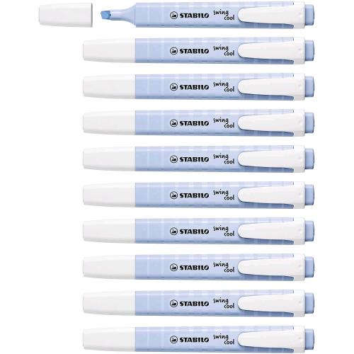 STABILO SWING COOL PASTEL EVIDENZIATORE PUNTA A SCALPELLO 1/4 mm AZZURRO NUVOLA CONF 10 Pz.