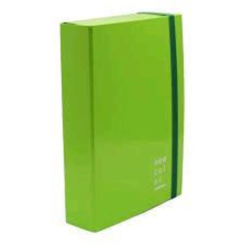 BREFIOCART NEW COLOR CARTELLE C/ELASTICO PIATTO IN CARTONCINO PLASTIFICATO 250X350MM A4 DORSO 10CM COL. VERDE CHIARO