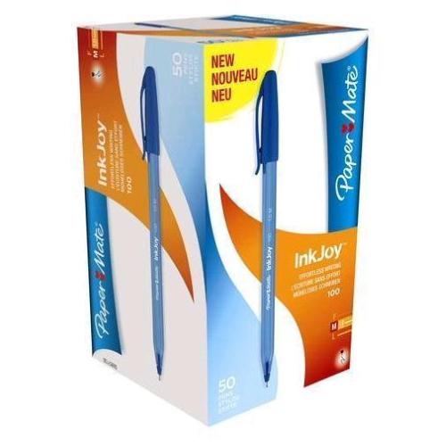 PAPERMATE INKJOY 100 PENNA A SFERA BLU PUNTA CONICA 1mm CONF 50 Pz.