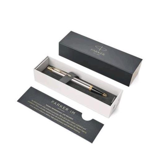 PARKER IM PENNA A SFERA INCHIOSTRO BLU PUNTA MEDIA IN CONF. REGALO COL. METALLO SPAZZOLATO E FINITURE DORATE