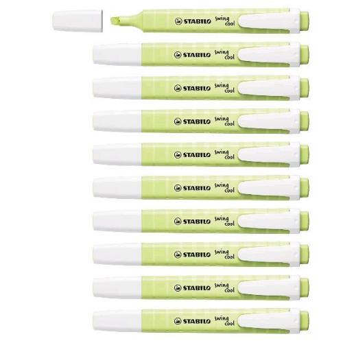 STABILO SWING COOL PASTEL EVIDENZIATORE PUNTA A SCALPELLO 1/4 mm LIME CONF 10 PZ.
