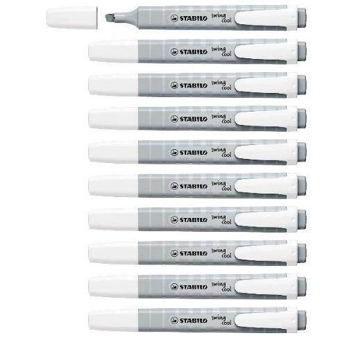 STABILO SWING COOL PASTEL EVIDENZIATORE PUNTA A SCALPELLO 1/4mm GRGIO POLVERE CONF 10 Pz.