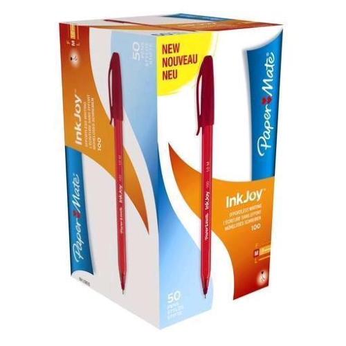 PAPERMATE INKJOY 100 PENNA A SFERA ROSSO PUNTA CONICA 1mm CONF 50 Pz.