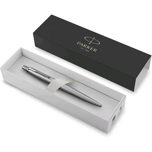 PARKER JOTTER PORTAMINE A SCATTO MINA 0,5 CON GOMMINO IN ACCIAIO INOSSIDABILE FINITURA CROMATA CONFEZIONE REGALO