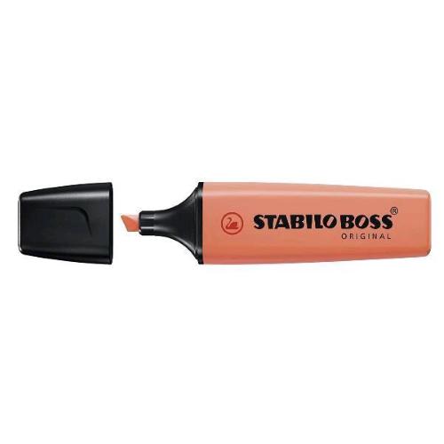 STABILO BOSS ORIGINAL PASTEL EVIDENZIATORE PUNTA A SCALPELLO 2/5 mm ROSA CORALLO CONF 10 Pz.