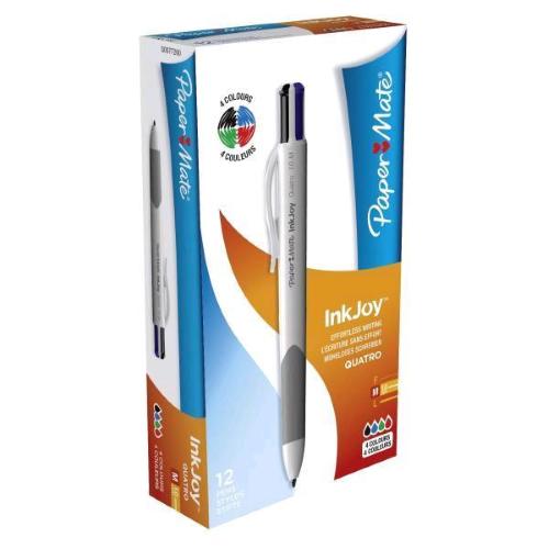 PAPERMATE INKJOY 4 PENNA A SFERA A SCATTO COL. ASSORTITI PUNTA CONICA 1mm CONF 12 Pz.