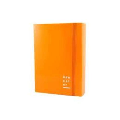 BREFIOCART NEW COLOR CARTELLE C/ELASTICO PIATTO IN CARTONCINO PLASTIFICATO 250X350MM A4 DORSO 7CM COL. ARANCIO