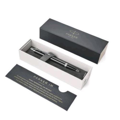 PARKER IM BLACK PENNA ASFERA INCHIOSTRO NERO PUNTA MEDIA IN SCATOLA REGALO COL. NERA LUCIDA FINITURE CROMATE
