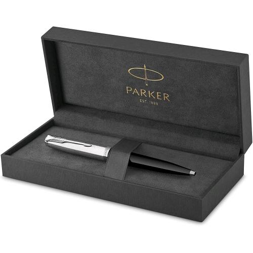 PARKER 51 PENNA A SFERA PUNTA M CORPO NERO FINITURE CROMATE INCHIOSTRO NERO CONFEZIONE REGALO