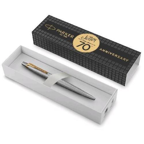 PARKER JOT SPECIAL EDITION PENNA A SFERA A SCATTO PUNTA M FUSTO CROMATO INCHIOSTRO NERO CONFEZIONE REGALO