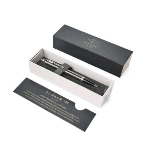 PARKER IM DARK ESPRESSO PENNA A SFERA INCHIOSTRO NERO PUNTA MEDIA IN SCATOLA REGALO FINITURA SMERIGLIATA E CROMATA