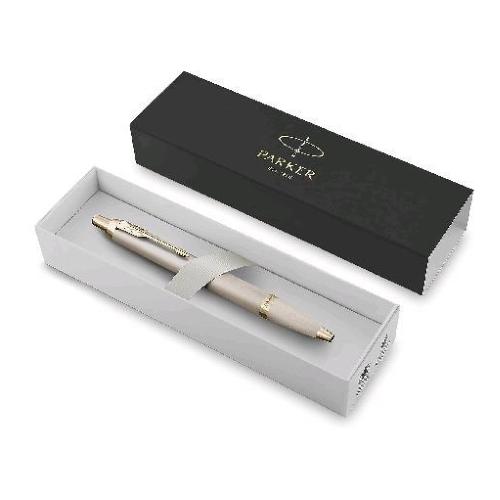 PARKER IM MONOCHROME PENNA A SFERA A SCATTO PUNTA M FUSTO CHAMPAGNE INCHIOSTRO BLU CONFEZIONE REGALO