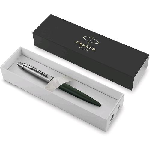 PARKER JOTTER XL GREENWICH MATTE GREEN PENNA ASFERA A SCATTO PUNTA MEDIA FINITURA CROMATA INCHIOSTRO BLU CONF REGALO