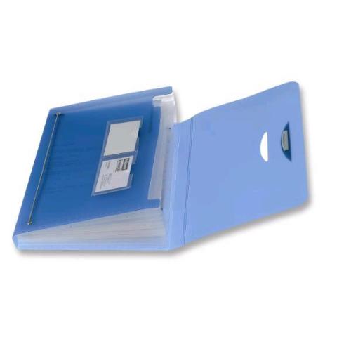 FELLOWESSWING CARTELLA A SOFFIETTO IN PP 330X230 mm 12 SCOMPARTI TRASPARENTE BLU CONF 10 Pz.