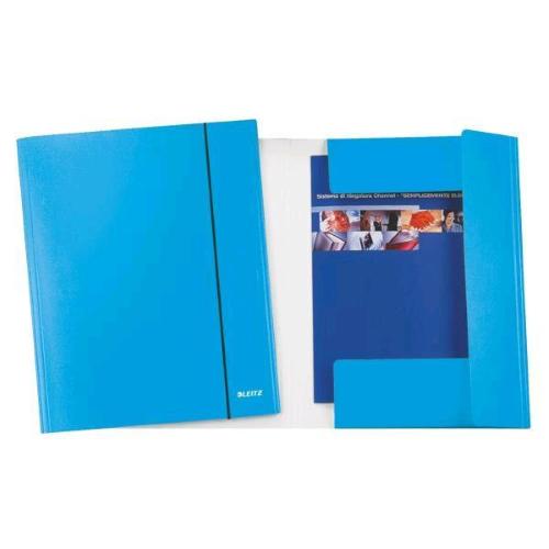 LEITZ WOW CARTELLA 3 LEMBI C/ELASTICO IN CARTONCINO 310X240MM A4 COL. AZZURRO METALLIZZATO CONF 5 Pz.