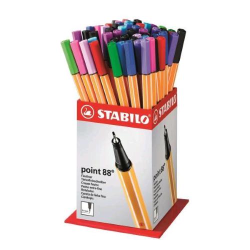 STABILO POINT88 ESPOSITORE PENNE PUNTA IN FIBRA AD AGO 0.40 mm COL. ASSORTITI CONF 60 Pz.